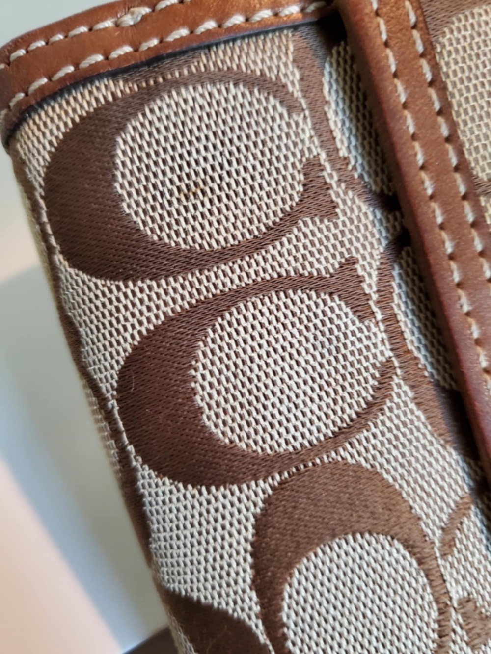 Coach Beige and Brown Signature Turnlock Wallet - Picture 5 of 13